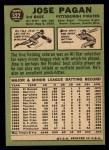 1967 Topps #322 Jose Pagan Back Thumbnail