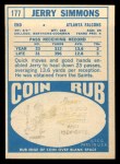 1968 Topps #177 Jerry Simmons Back Thumbnail