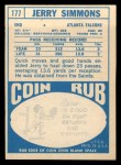 1968 Topps #177 Jerry Simmons Back Thumbnail