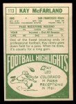 1968 Topps #113 Kay McFarland Back Thumbnail