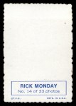 1969 Topps Deckle Edge #14 Rick Monday Back Thumbnail