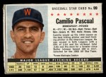 1961 Post Cereal #99 BOX Camilo Pascual Front Thumbnail