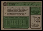 1974 Topps #429 Dick Lange Back Thumbnail