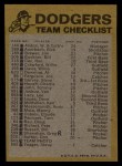 1974 Topps Red Team Checklists #12 Dodgers Team Checklist Back Thumbnail