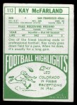 1968 Topps #113 Kay McFarland Back Thumbnail
