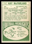 1968 Topps #113 Kay McFarland Back Thumbnail