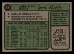 1974 Topps #11 Jim Bibby Back Thumbnail