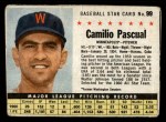 1961 Post Cereal #99 BOX Camilo Pascual Front Thumbnail
