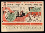 1956 Topps #30 Jackie Robinson Back Thumbnail