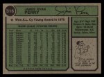 1974 Topps #316 Jim Perry Back Thumbnail