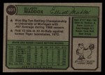 1974 Topps #401 Elliott Maddox Back Thumbnail