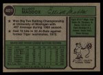 1974 Topps #401 Elliott Maddox Back Thumbnail