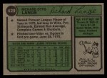 1974 Topps #429 Dick Lange Back Thumbnail