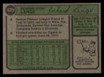 1974 Topps #429 Dick Lange Back Thumbnail