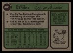 1974 Topps #401 Elliott Maddox Back Thumbnail