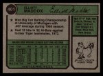 1974 Topps #401 Elliott Maddox Back Thumbnail
