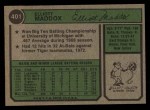 1974 Topps #401 Elliott Maddox Back Thumbnail