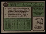 1974 Topps #429 Dick Lange Back Thumbnail