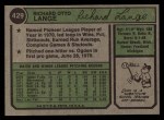 1974 Topps #429 Dick Lange Back Thumbnail