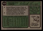 1974 Topps #429 Dick Lange Back Thumbnail