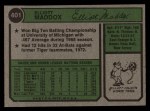 1974 Topps #401 Elliott Maddox Back Thumbnail