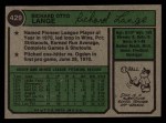 1974 Topps #429 Dick Lange Back Thumbnail