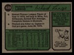 1974 Topps #429 Dick Lange Back Thumbnail