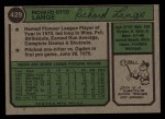 1974 Topps #429 Dick Lange Back Thumbnail