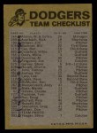 1974 Topps Red Team Checklists #12 Dodgers Team Checklist Back Thumbnail