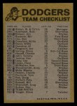 1974 Topps Red Team Checklists #12 Dodgers Team Checklist Back Thumbnail