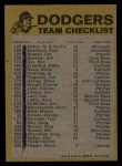 1974 Topps Red Team Checklists #12 Dodgers Team Checklist Back Thumbnail
