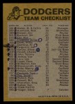 1974 Topps Red Team Checklists #12 Dodgers Team Checklist Back Thumbnail