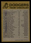 1974 Topps Red Team Checklists #12 Dodgers Team Checklist Back Thumbnail