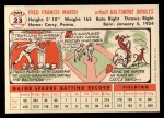 1956 Topps #23 Fred Marsh Back Thumbnail
