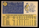1970 Topps #261 Curt Motton Back Thumbnail