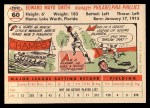 1956 Topps #60 Mayo Smith Back Thumbnail