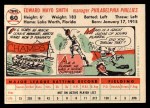 1956 Topps #60 Mayo Smith Back Thumbnail
