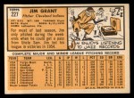 1963 Topps #227 Jim Mudcat Grant Back Thumbnail