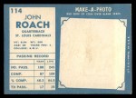 1961 Topps #114 John Roach Back Thumbnail