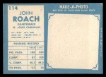 1961 Topps #114 John Roach Back Thumbnail