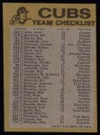 1974 Topps Red Team Checklists #5 Cubs Team Checklist Back Thumbnail