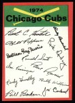 1974 Topps Red Team Checklists #5 Cubs Team Checklist Front Thumbnail