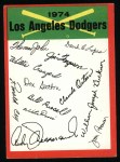 1974 Topps Red Team Checklists #12 Dodgers Team Checklist Front Thumbnail