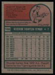 1975 Topps #166 Woodie Fryman Back Thumbnail