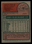 1975 Topps #406 Bob Gallagher Back Thumbnail