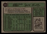 1974 Topps #11 Jim Bibby Back Thumbnail