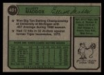 1974 Topps #401 Elliott Maddox Back Thumbnail