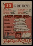 1956 Topps Flags of the World #13 Greece Back Thumbnail