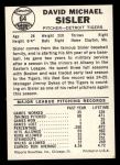 1960 Leaf #64 Dave Sisler Back Thumbnail