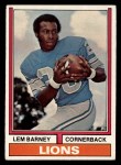 1974 Topps #525 Lem Barney Front Thumbnail